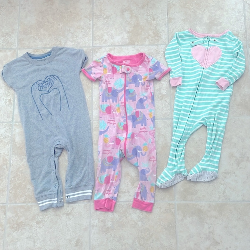 3-Piece Toddler Girl Jumpsuits / Footies / Pajamas Size for Baby Girls 12-18M​